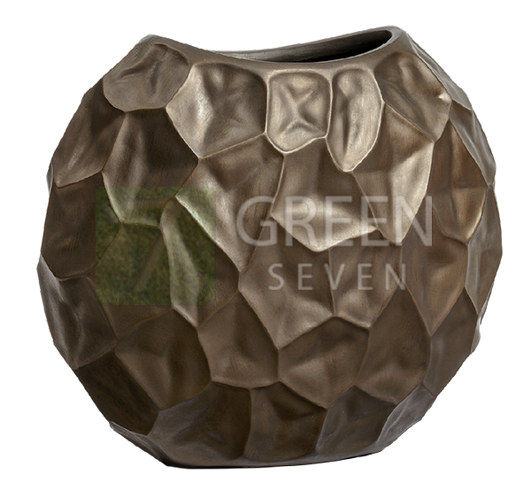 Кашпо TREEZ Effectory - Metal - Плоская сфера Design Crumple - Чернёная бронза купить оптом и в розницу для озеленения офисов ресторанов квартир